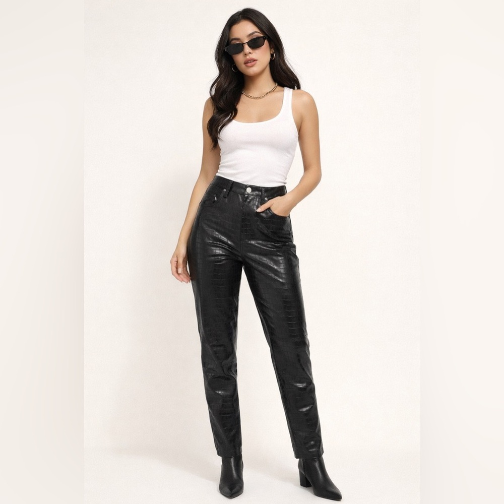 Blank NYC Black Vegan Leather Snake Print Jeans‎ NWT Sz.27